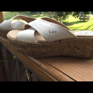 BOC white platform slide sandals